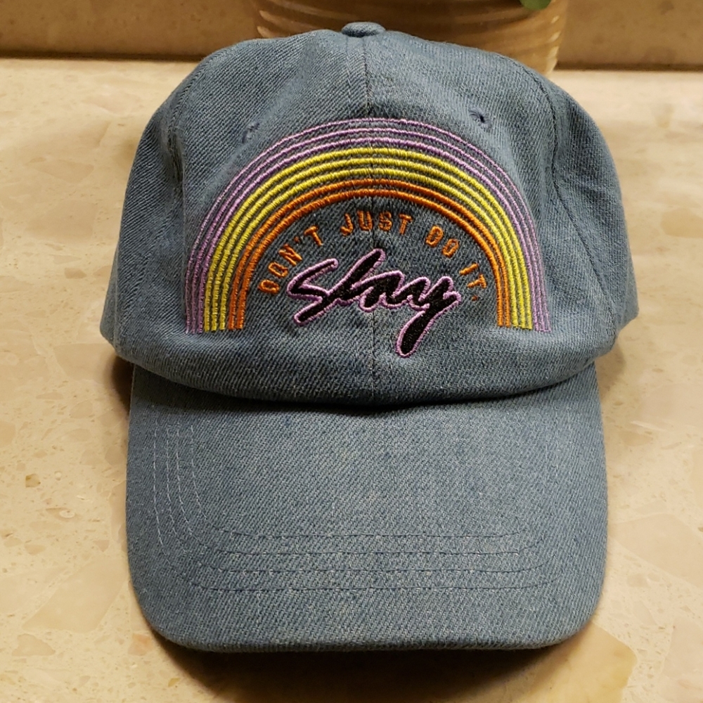 Denim " don't just do it ,slay " baseball hat